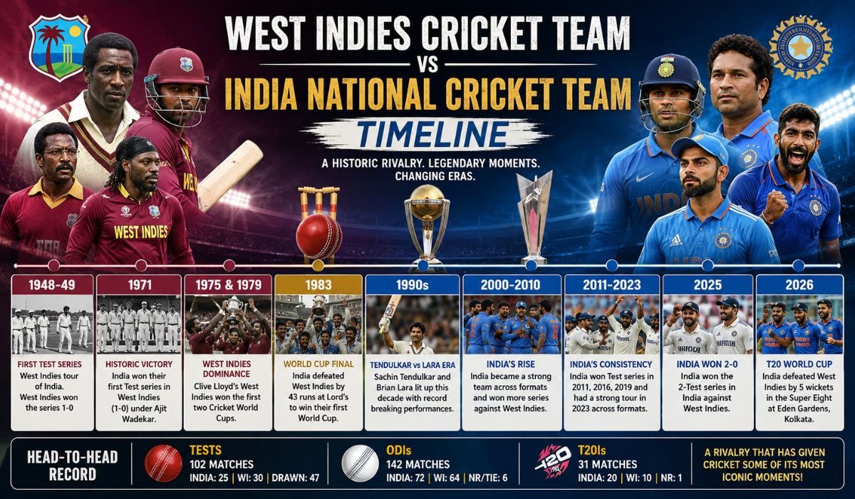 West Indies Cricket Team vs India National Cricket Team Timeline: Complete History