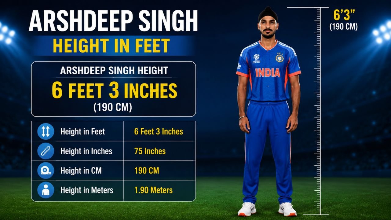 Arshdeep Singh Height in Feet – 6 Feet 3 Inches (190 CM)